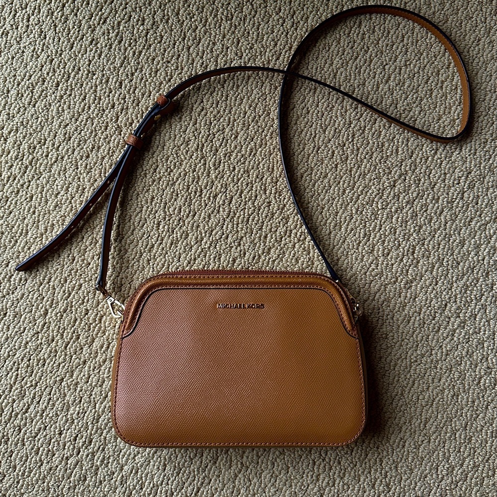 Michael Kors Tan and Dark Brown Crossbody Shoulder Bag
